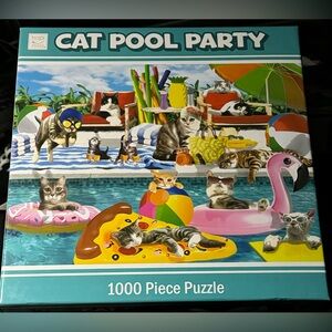 Sealed NIB Hapinest Cat Pool Party 1000 Piece Jigsaw Puzzle
